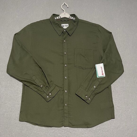 Marmot Shirt Mens XXL 2XL Army Green Fairfax Midweight Flannel Outdoor Workwear - Picture 1 of 9
